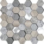 Badkamer tegels Tour Grijs 30x30 - Hexagon Wandtegels Glas