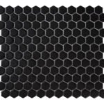 Badkamer tegels Zeshoek Zwart Mat 26x30 - Hexagon Wand en vloer Geglazuurde porseleinen steengoed